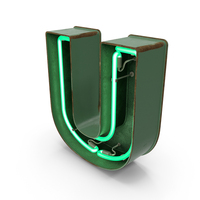 Green Vintage Neon Letter U PNG & PSD Images