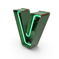 Green Vintage Neon Letter V PNG & PSD Images