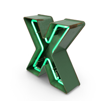 Green Vintage Neon Letter X PNG & PSD Images