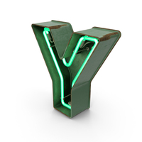 Green Vintage Neon Letter Y PNG & PSD Images