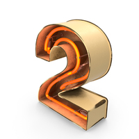 Yellow Vintage Neon Digit 2 PNG & PSD Images