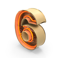 Yellow Vintage Neon Digit 6 PNG & PSD Images