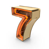Yellow Vintage Neon Digit 7 PNG & PSD Images