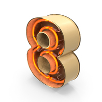 Yellow Vintage Neon Digit 8 PNG & PSD Images