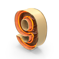 Yellow Vintage Neon Digit 9 PNG & PSD Images