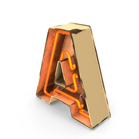 Yellow Vintage Neon Letter A PNG & PSD Images