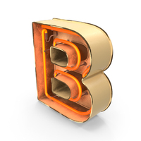 Yellow Vintage Neon Letter B PNG & PSD Images