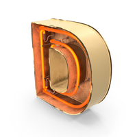 Yellow Vintage Neon Letter D PNG & PSD Images