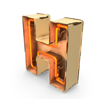 Yellow Vintage Neon Letter H PNG & PSD Images