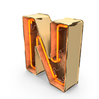 Yellow Vintage Neon Letter N PNG & PSD Images
