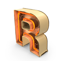 Yellow Vintage Neon Letter R PNG & PSD Images