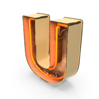 Yellow Vintage Neon Letter U PNG & PSD Images