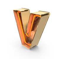 Yellow Vintage Neon Letter V PNG & PSD Images