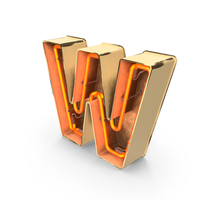 Yellow Vintage Neon Letter W PNG & PSD Images