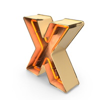 Yellow Vintage Neon Letter X PNG & PSD Images