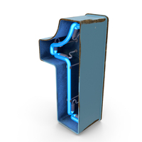 Blue Vintage Neon Digit 1 PNG & PSD Images