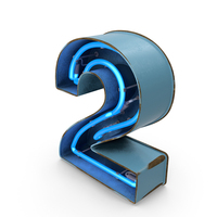 Blue Vintage Neon Digit 2 PNG & PSD Images