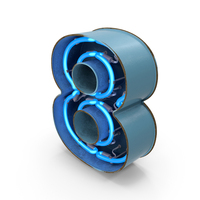 Blue Vintage Neon Digit 8 PNG & PSD Images