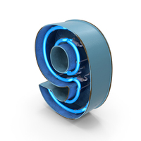 Blue Vintage Neon Digit 9 PNG & PSD Images