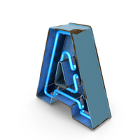 Blue Vintage Neon Letter A PNG & PSD Images