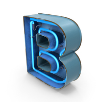 Blue Vintage Neon Letter B PNG & PSD Images