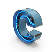 Blue Vintage Neon Letter C PNG & PSD Images