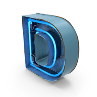 Blue Vintage Neon Letter D PNG & PSD Images