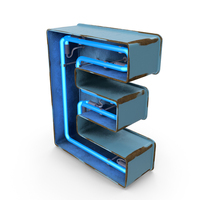 Blue Vintage Neon Letter E PNG & PSD Images