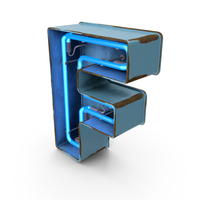 Blue Vintage Neon Letter F PNG & PSD Images