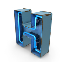 Blue Vintage Neon Letter H PNG & PSD Images