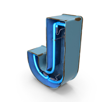 Blue Vintage Neon Letter J PNG & PSD Images