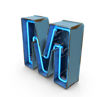 Blue Vintage Neon Letter M PNG & PSD Images