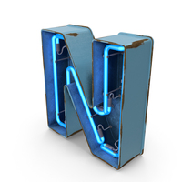 Blue Vintage Neon Letter N PNG & PSD Images