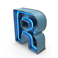 Blue Vintage Neon Letter R PNG & PSD Images