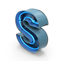 Blue Vintage Neon Letter S PNG & PSD Images