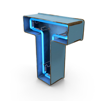 Blue Vintage Neon Letter T PNG & PSD Images