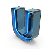 Blue Vintage Neon Letter U PNG & PSD Images