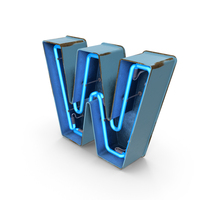 Blue Vintage Neon Letter W PNG & PSD Images