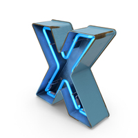 Blue Vintage Neon Letter X PNG & PSD Images