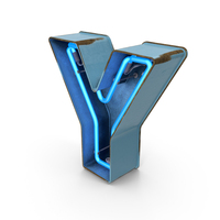 Blue Vintage Neon Letter Y PNG & PSD Images