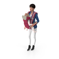 Woman With Baby Girl In Carrier Fur PNG & PSD Images