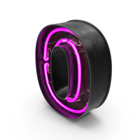 Black Vintage Pink Neon Digit 0 PNG & PSD Images