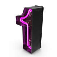 Black Vintage Pink Neon Digit 1 PNG & PSD Images