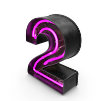 Black Vintage Pink Neon Digit 2 PNG & PSD Images
