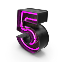 Black Vintage Pink Neon Digit 5 PNG & PSD Images