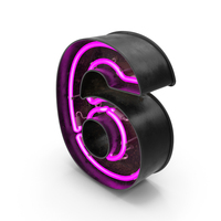 Black Vintage Pink Neon Digit 6 PNG & PSD Images