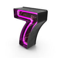 Black Vintage Pink Neon Digit 7 PNG & PSD Images