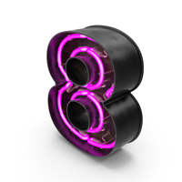 Black Vintage Pink Neon Digit 8 PNG & PSD Images