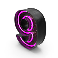 Black Vintage Pink Neon Digit 9 PNG & PSD Images
