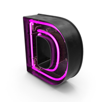 Black Vintage Pink Neon Letter D PNG & PSD Images